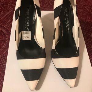 Black and White Striped Heels